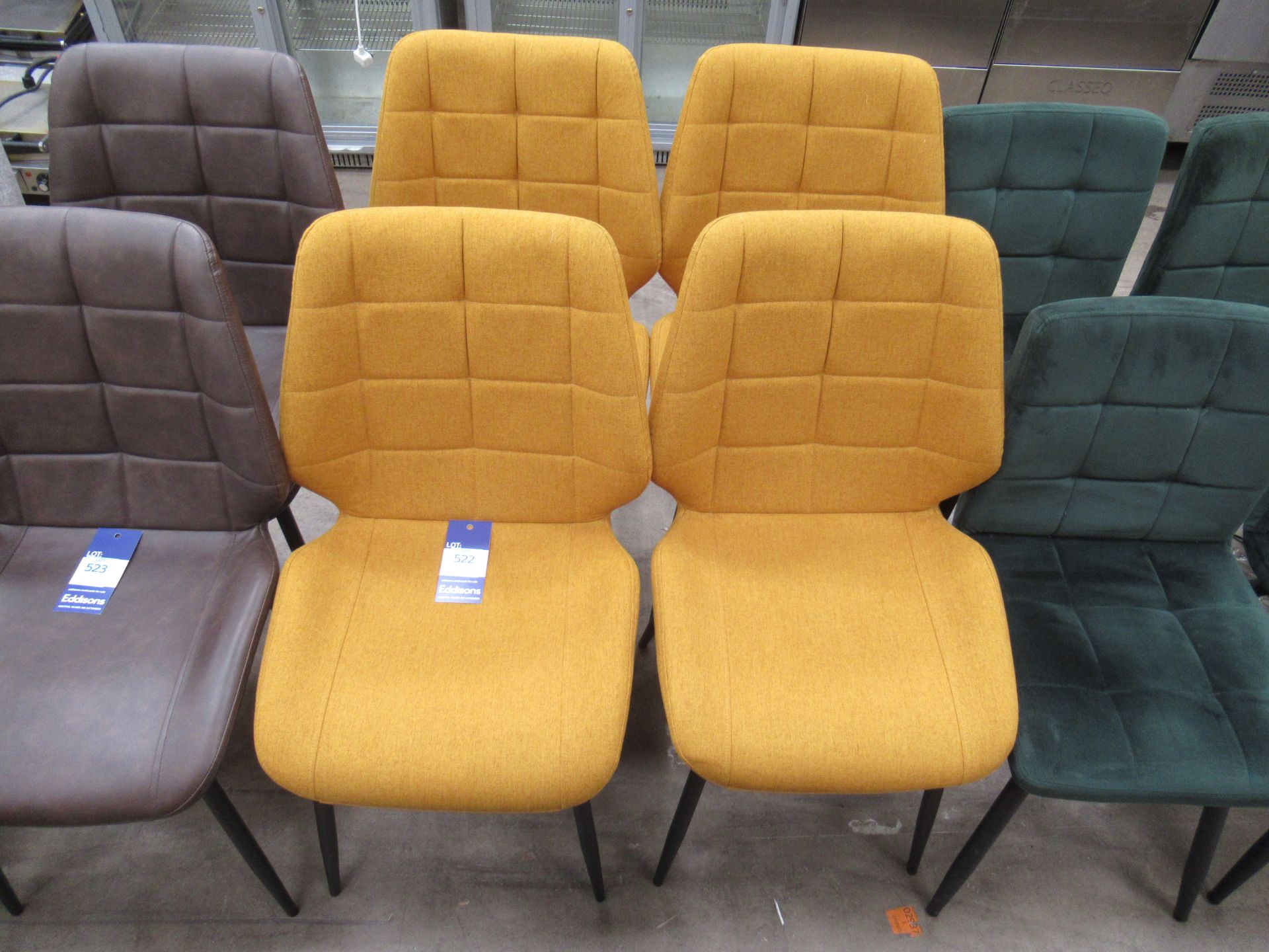 4x Yellow Upholstered Chairs