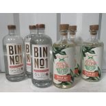 6x Bottles of Gin; 3x Bin No.1 Grapefruit & Juniper 40%, 70cl and 3x Las Iguanas Poetic License Trop
