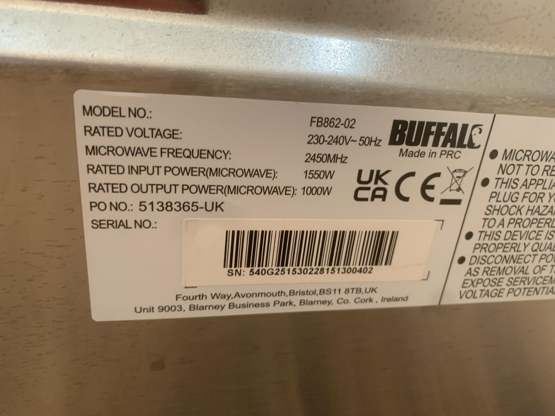 Buffalo commercial microwave - Image 3 of 3