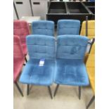 4x Blue Suede Effect Chairs
