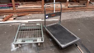 VonHaus 300kg capacity folding flatbed trolley and mesh warehouse dolly – Located in Unit 3