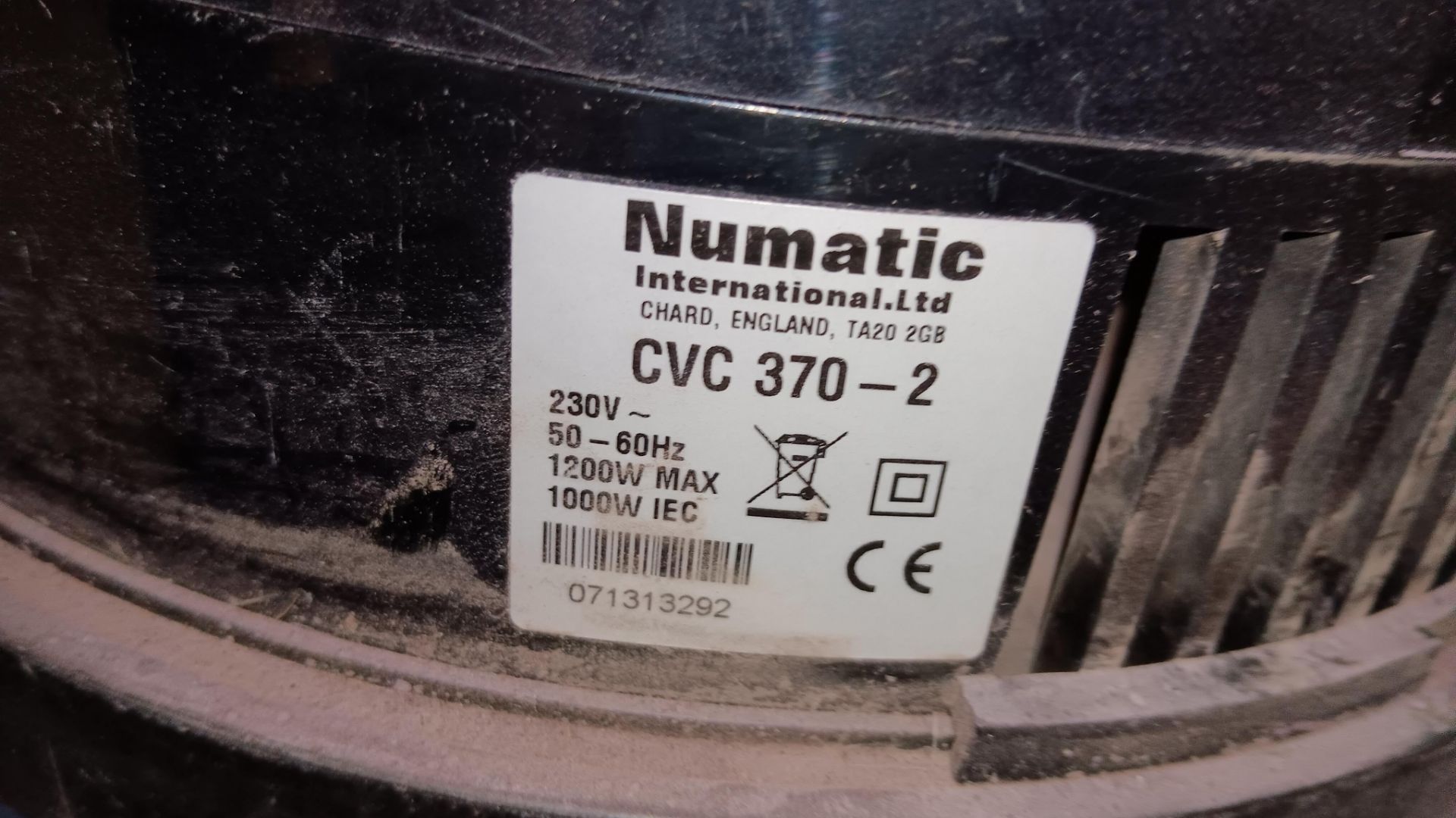 Numatic CVC 370-2 wet and dry vacuum, 240v, serial number 071313292 – Located in Unit 1 - Image 2 of 2