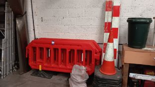 8 x pedestrian barriers, 10 x safety barriers and 10 a road cones – Located in Unit 3