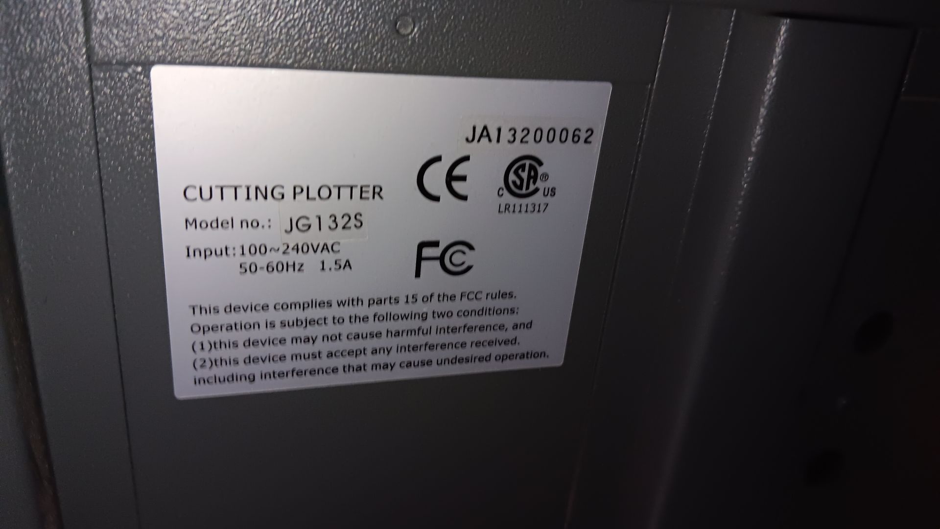 GCC Jaguar JG132S cutting plotter with stand, serial number JA13200062 – Located on 1st Floor in - Image 4 of 4