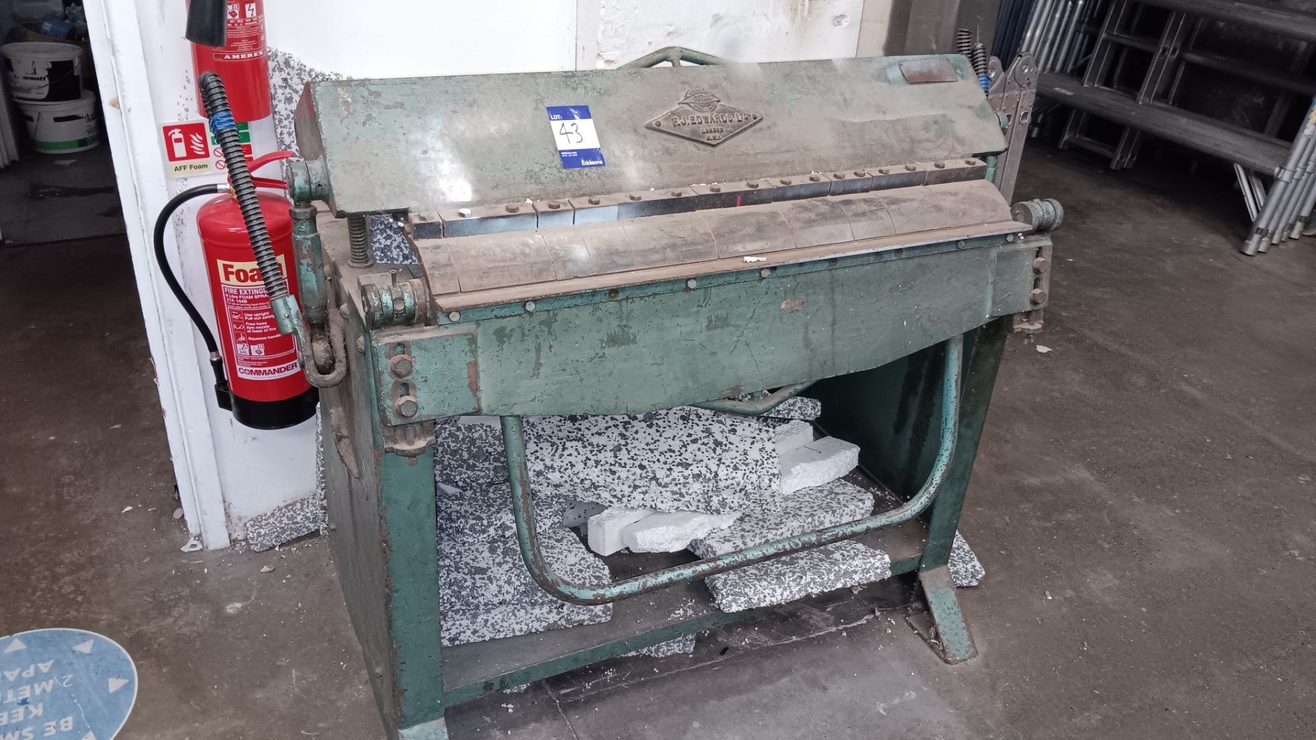 FJ Edwards 3 foot box and pan folder, serial number 05867 – Located in Unit 3