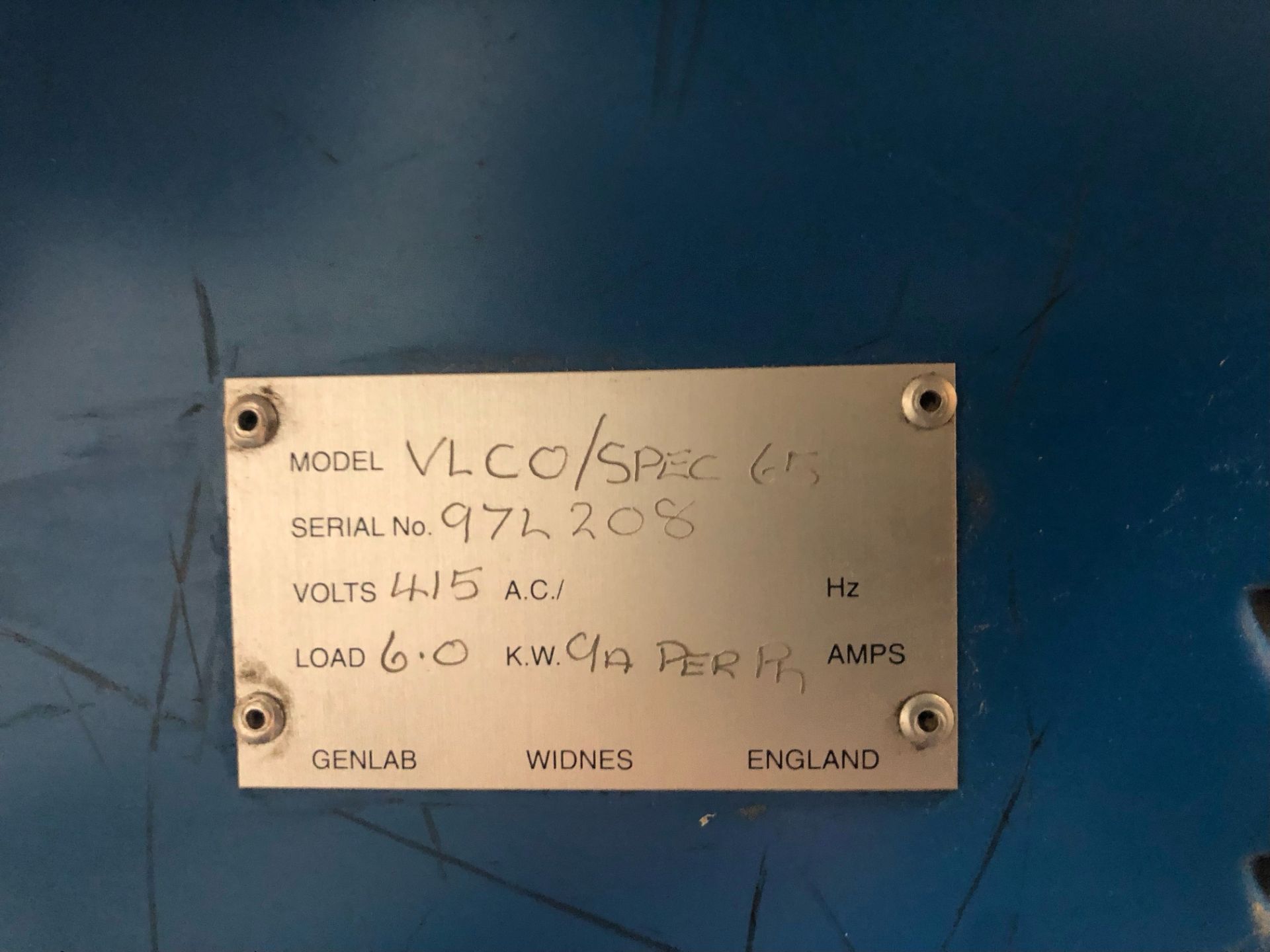 Unbadged VLCO/SPEC65 oven for acrylic and plastic sheet forming, 415v, serial number 972208 – - Image 4 of 4