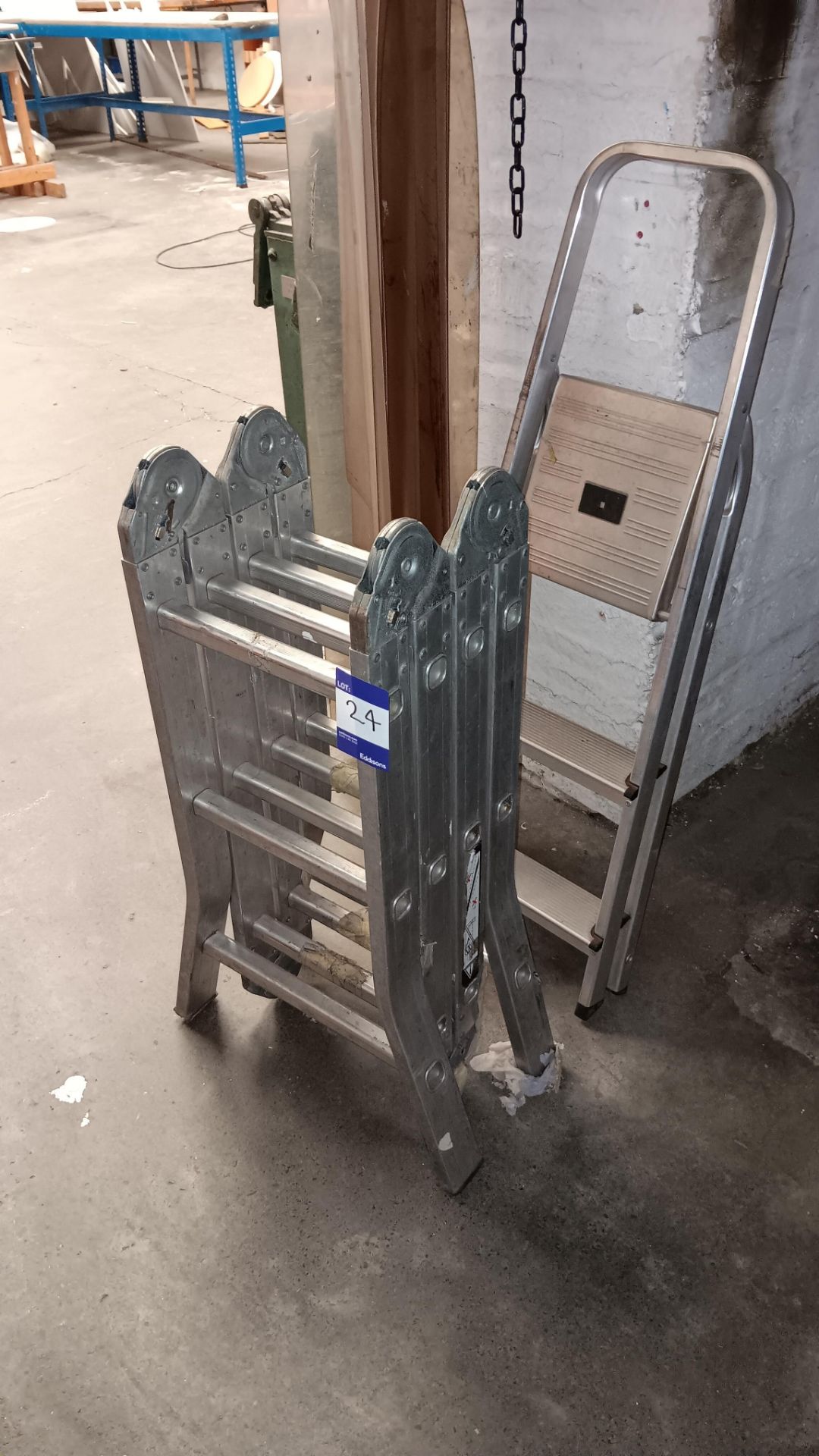 4-section multi purpose ladder and a 3-tread step ladder – Located in Unit 3