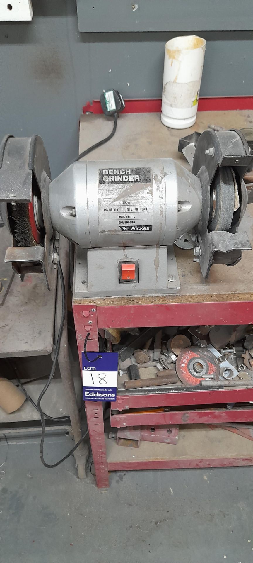 Dexion Rack Fitted Wicks Bench Grinder & Contents of Various Engineering Consumables - Image 2 of 4