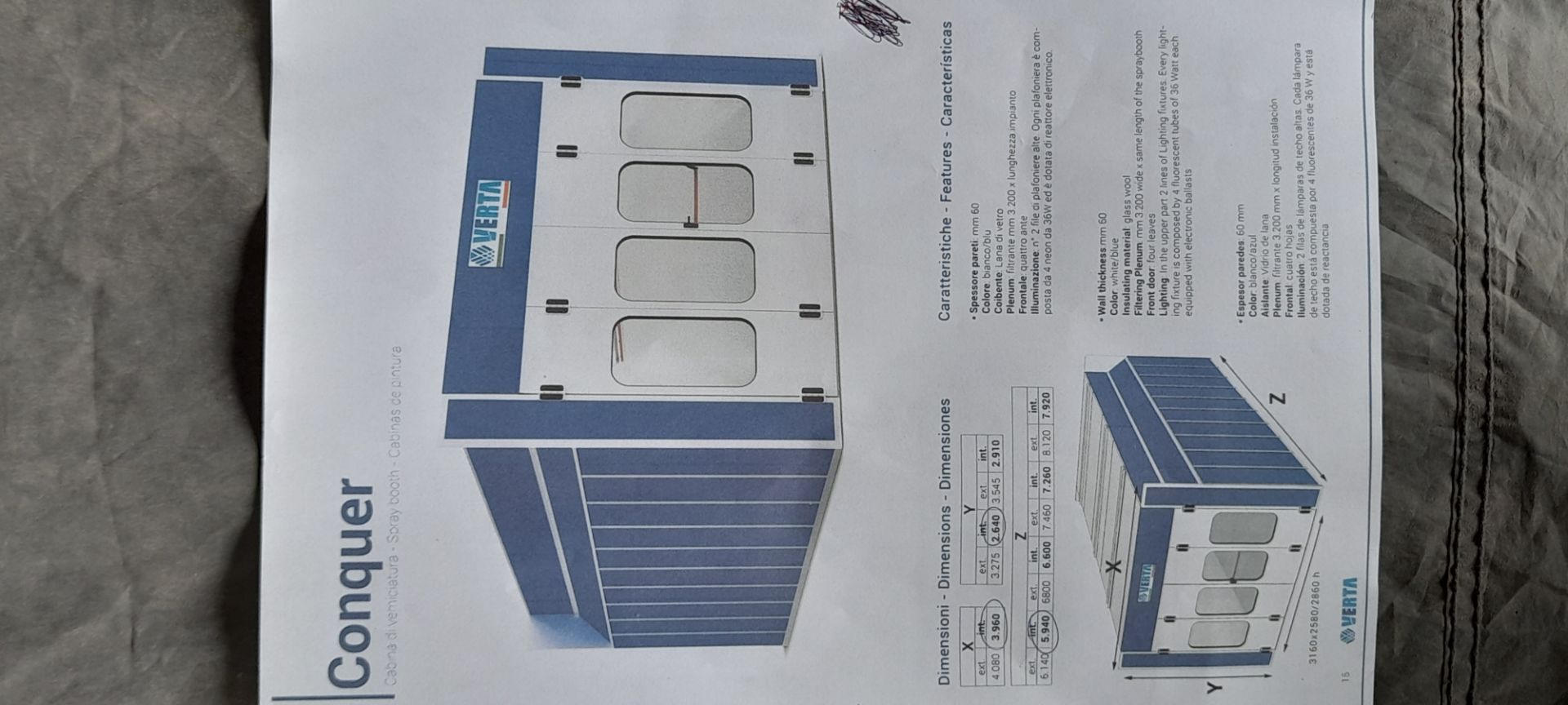 Verta Nova Conquer Fair Door Spray Booth. 3.96m wide, 5.94m deep & 2.14m high. With underfloor - Image 23 of 24