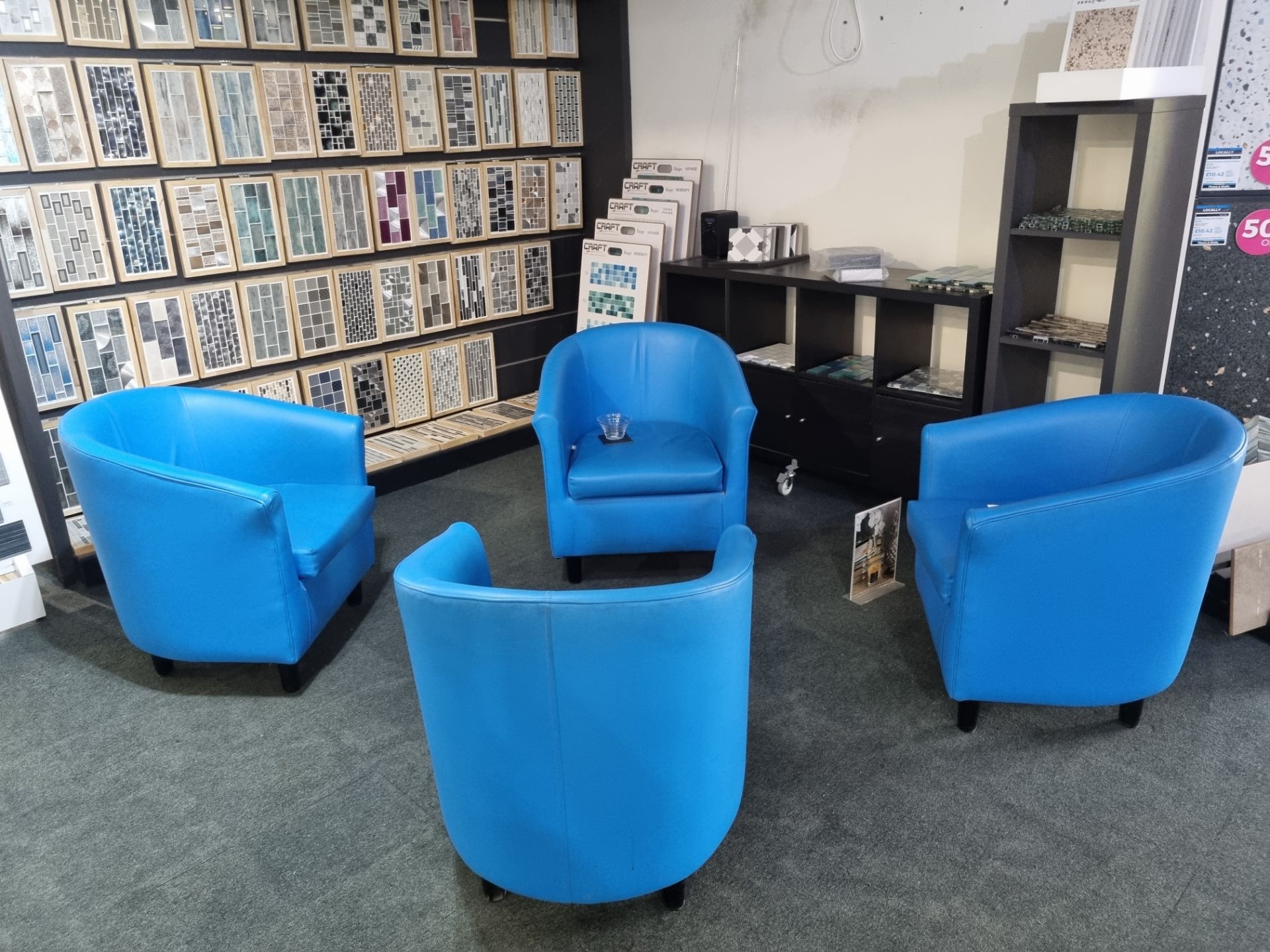 4 Blue Upholstered Chairs & Other Furniture