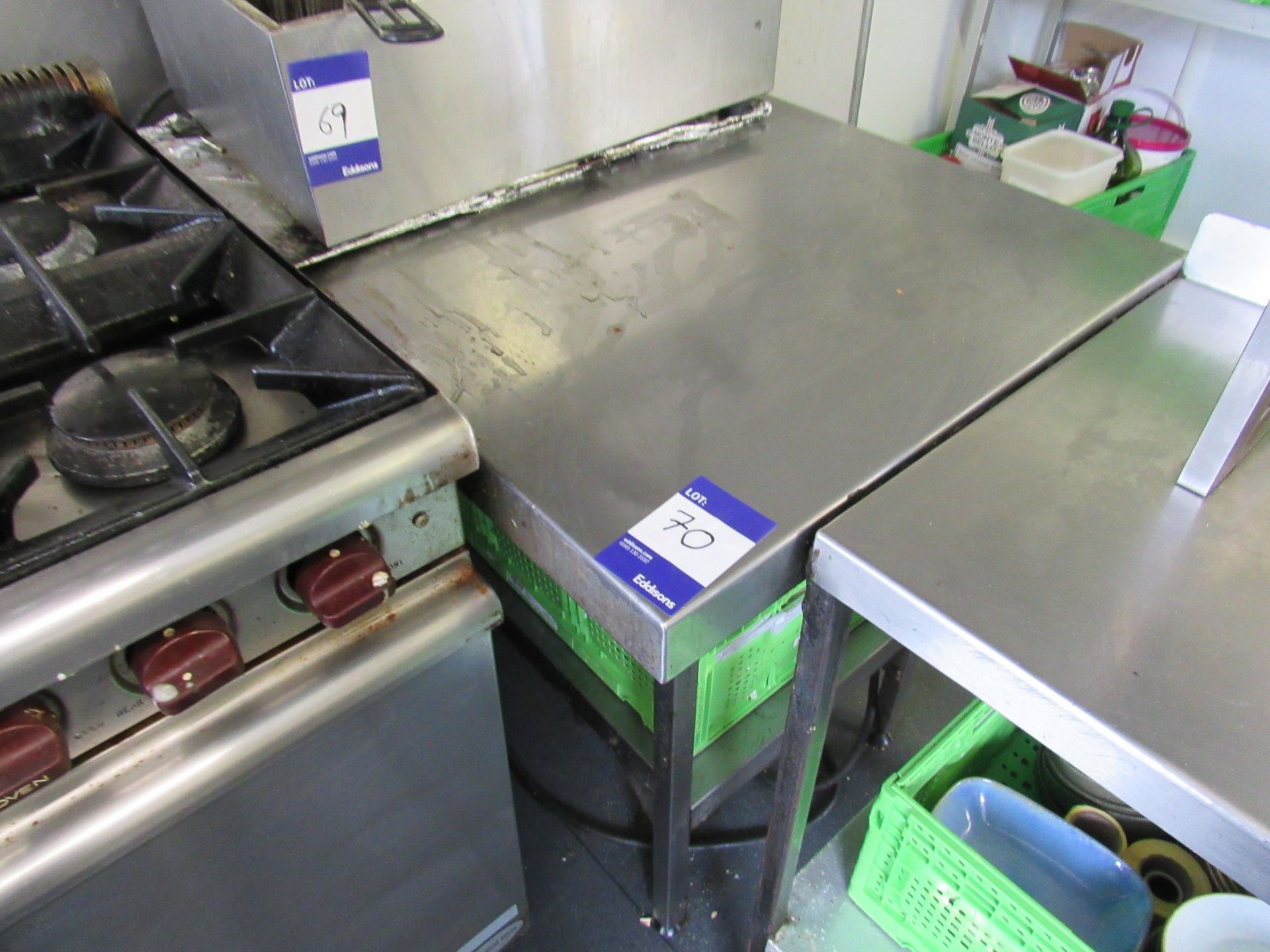 Stainless steel topped prep table with undershelf