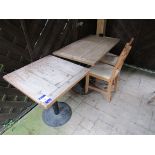 2 x Rustic topped tables and 2 chairs