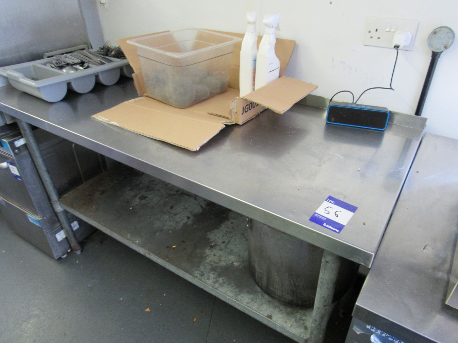 Stainless steel topped prep table