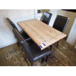 Rustic timber topped table with 4 leather effect dining chairs