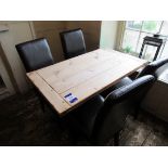 Rustic timber topped table with 4 leather effect dining chairs