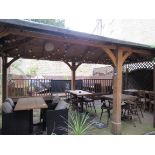 Dunster House timber outdoor shelter approx. 6m x 3m including electric heaters / lighting, consumer