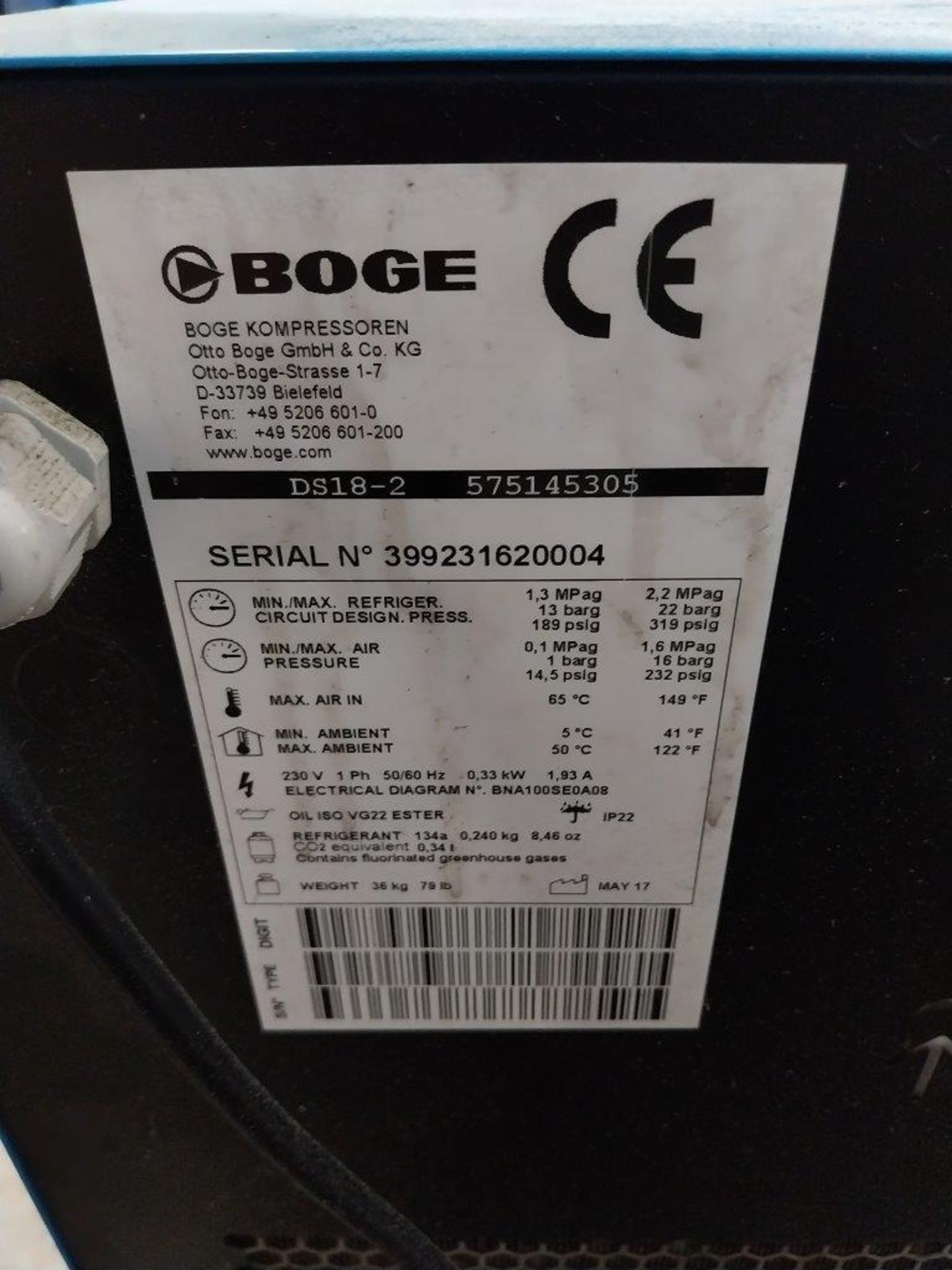 Boge DS18-2 air dryer, Serial number 399231620004 - Bild 3 aus 3