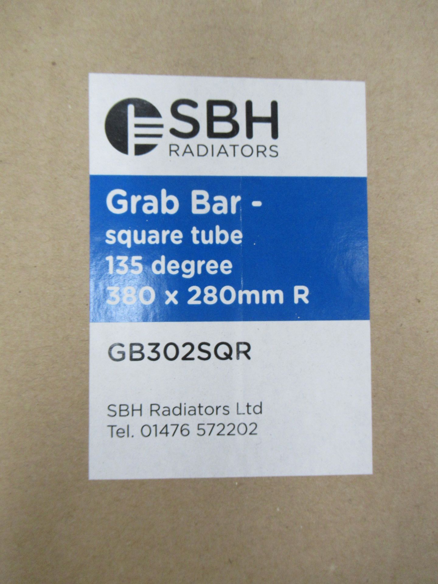 SBH Radiators Grab Bar - Square Tube - 135 Degree - 380 x 280mm - Righthand - Image 2 of 3