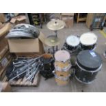 Various Drums & accessories including stands, drumskins etc
