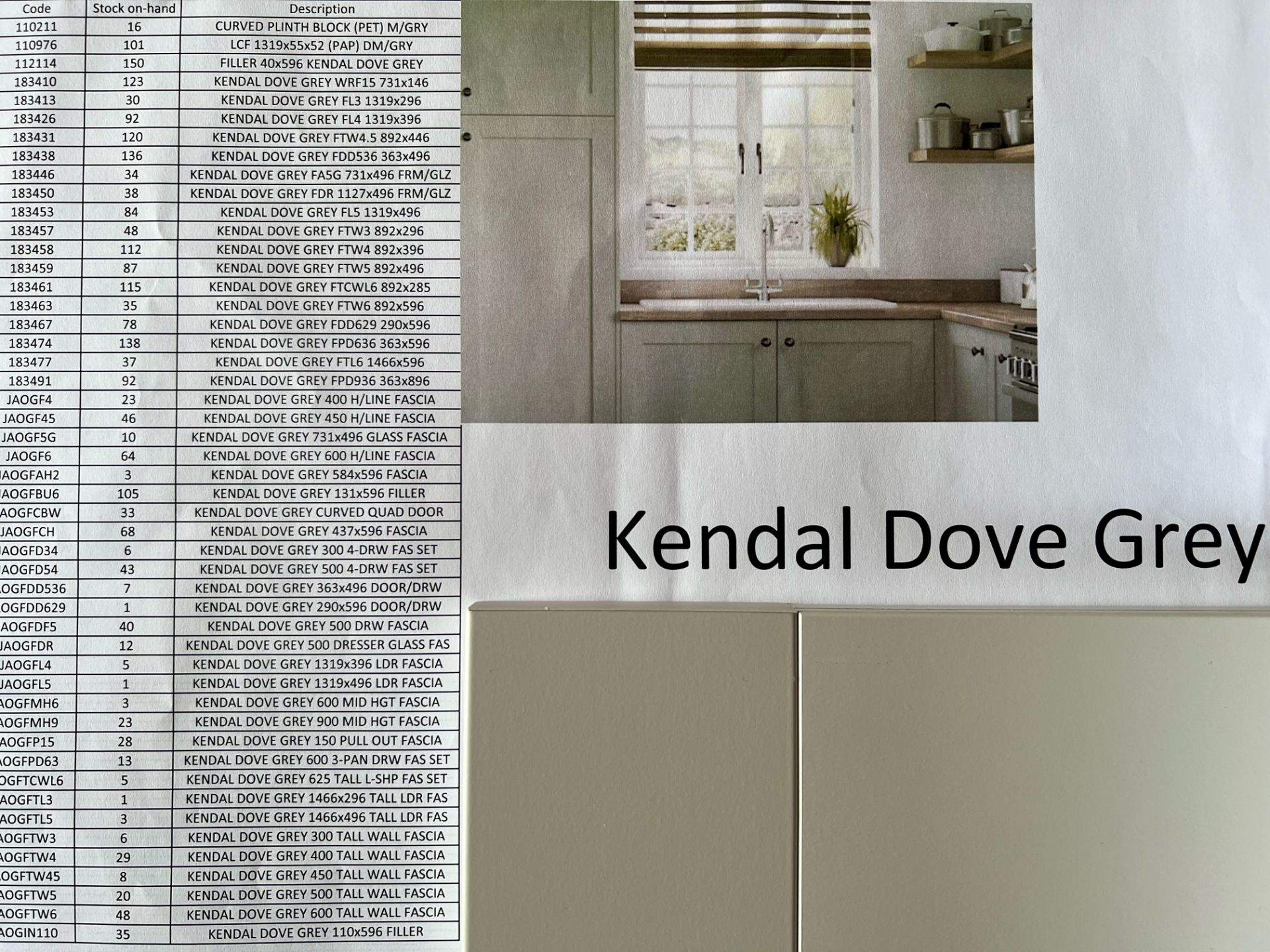 2584 items dove grey shaker kitchen doors and drawer fronts inc glass and curved doors. This lot