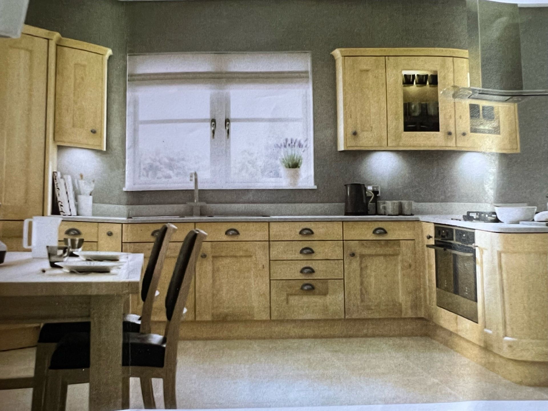 5300 +Solid natural oak kitchen doors, drawer fronts and accessories including glass and curved