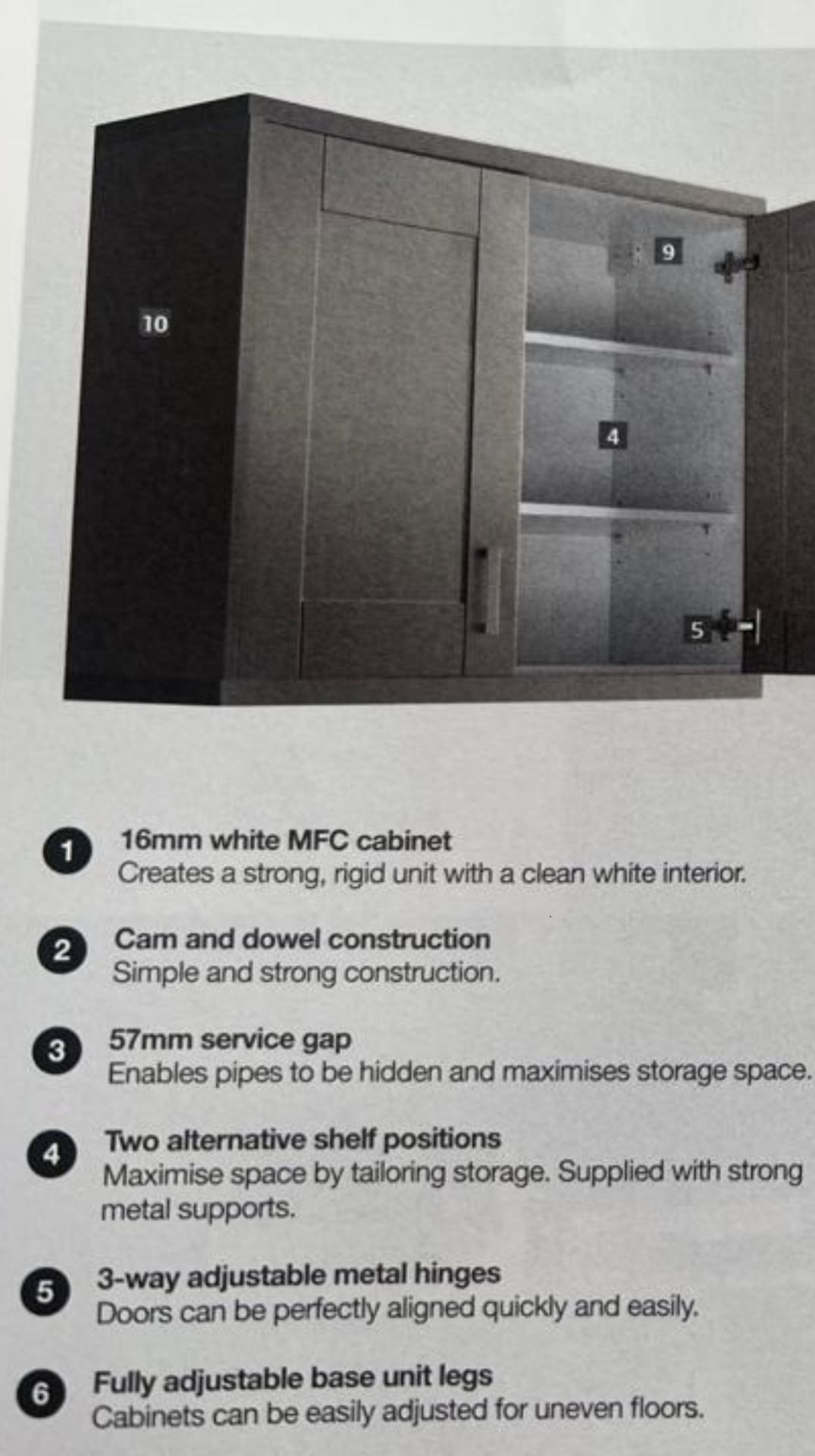 14- unit flat pack kitchen to suit galley-type kitchen. 1x 600 3 drawer pack soft close, 1x800 - Image 3 of 3