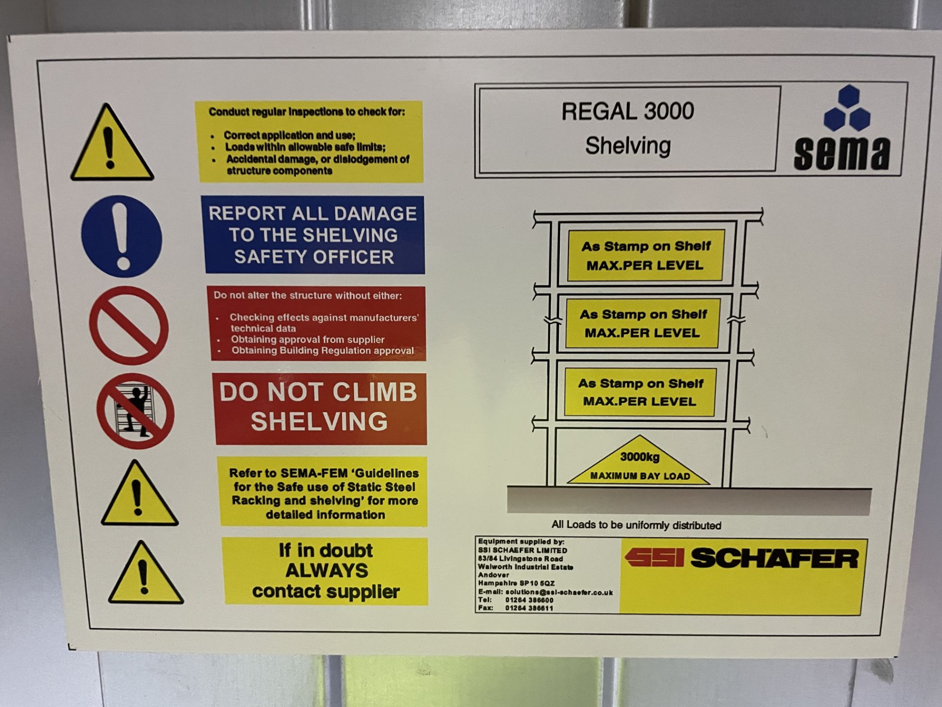 Schaefer Regal 3000 Shelving. Block A1 and B1. 6 Bays back to back, 12 ...