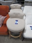 Pair of Natural Linen Button Back Barstools - RRP £324