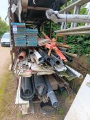 Quantity of scaffold boards, plastic piping, guttering, etc
