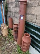 6 various reclaimed chimney pots