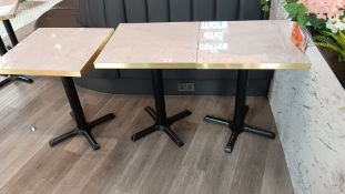 3 x Marble effect topped dining tables on black pedestal base (chairs excluded) 600 x 600