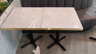 2 x Marble effect topped dining tables on black pedestal base (chairs excluded) 600 x 600