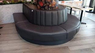 4 Section semi circular brown faux leather upholstered dining benches with power sockets under 2 x