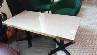 1 x Marble effect topped low coffee table on black pedestal supports 1200 x 600