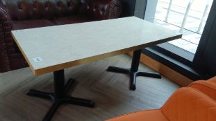 1 x Marble effect topped low coffee table on black pedestal supports 1200 x 600