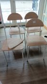 4 x Wayfair 55562 wooden seat on white metal supports (1 chair requires repair)