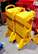 2 x Rubbermaid mobile yellow extension barrier