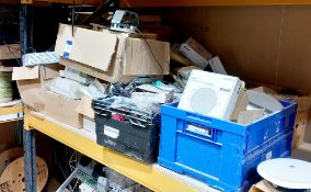 Quantity of various control boxes, ceiling speakers & accessories to shelf