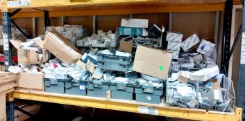 Large quantity of electrical socket components to include switches, back boxes, sockets to shelf