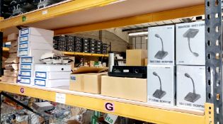 Various power supply units table stand microphones (eagle), 7 x data manager 8GIG units to shelf