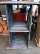 16 x steel trestles plus 3 cross beams and 3 wooden boards