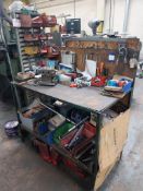 Engineers’ workbench contents to include milling cutters, tooling, spanners