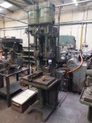 Herbert twin head pedestal drill with rise and fall table including vice