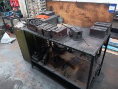 Engineers table with contents to include quantity of tooling & clamps