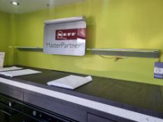 2x Hafele illuminated glass shelves - 600mm wide x approximately 145mm deep