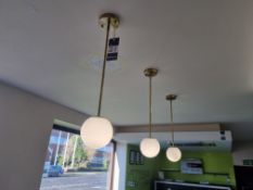 Set of 3x suspended glass pendant light globes/orbs - 700mm long with 150mm globes
