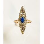 Antique 14K Gold, Diamond Sapphire Ring