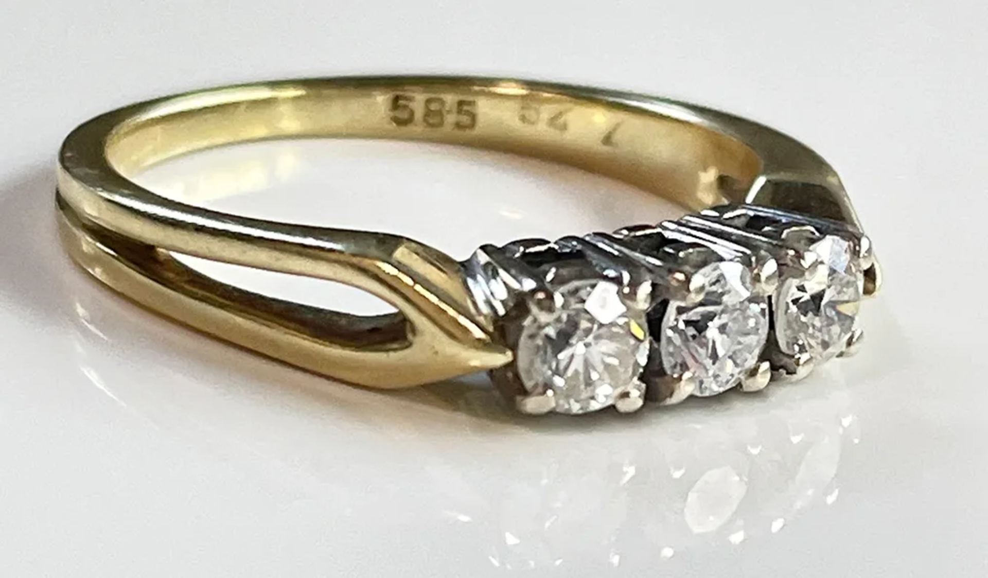 Diamant Ring 0.54ct 585 Gelbgold - Bild 2 aus 3