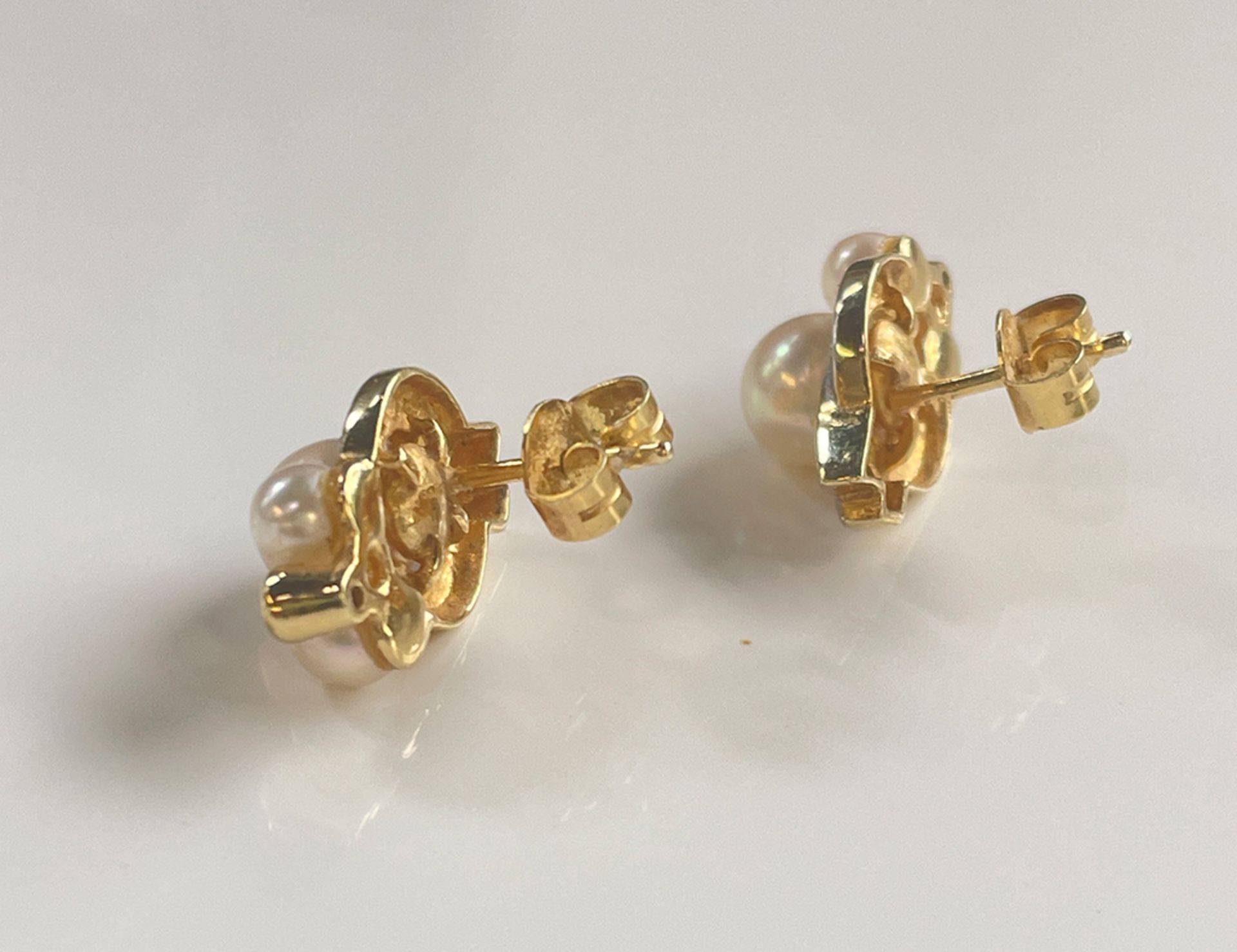 Ohrringe / Ohrstecker Diamanten und Perlen - Bild 4 aus 4