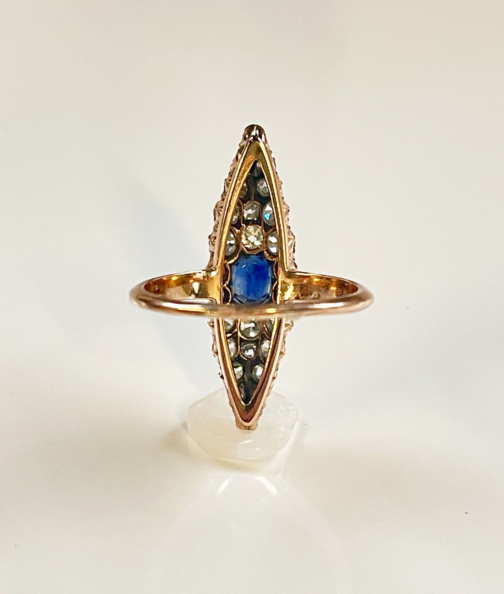 Antique 14K Gold, Diamond Sapphire Ring - Image 4 of 5